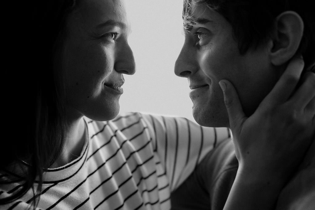 Intimate moment between two lovebirds