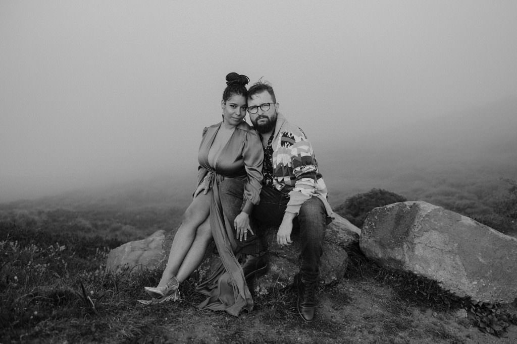 Timeless pose during an engagement session in Point Reyes
