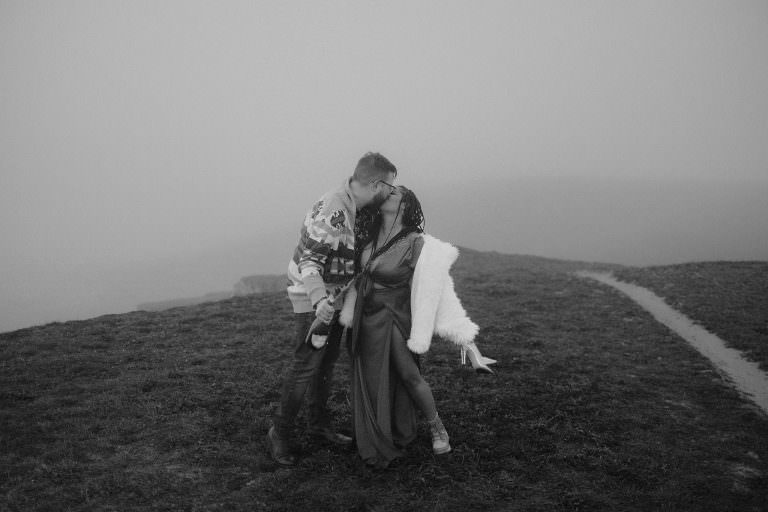 Pure joy and celebration on this San Francisco engagement photos after popping a bottle of champagne