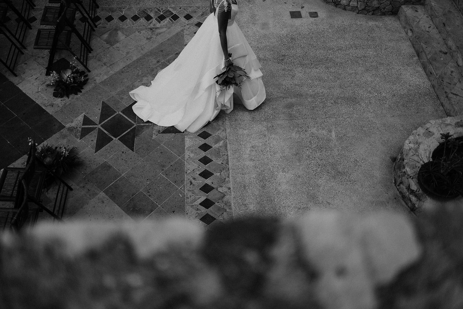 Timeless Black & White Bridal Portrait at Puerto Vallarta Destination Wedding.